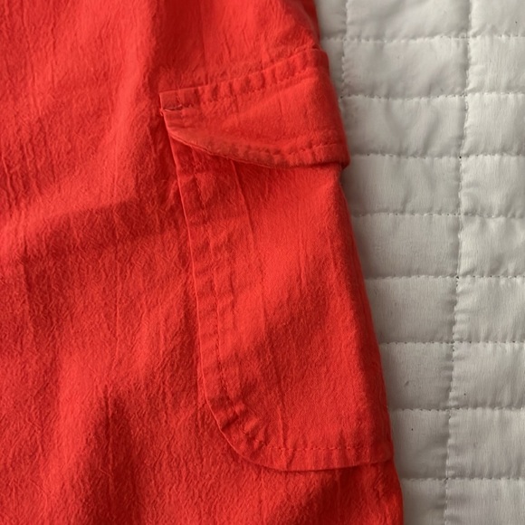 100% Cotton Orange Full Leg Shorts w/ Cargo Pocket & Elastic Drawstring Waist - Picture 4 of 7